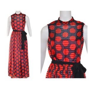 1971 - 1973 Donald Brooks Boutique Polka Dot Organza Gown